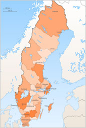 Identifies Southern Swedish and Dalarna areas